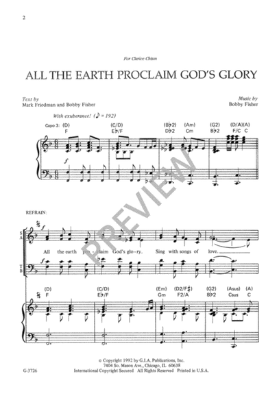 All the Earth Proclaim God's Glory image number null