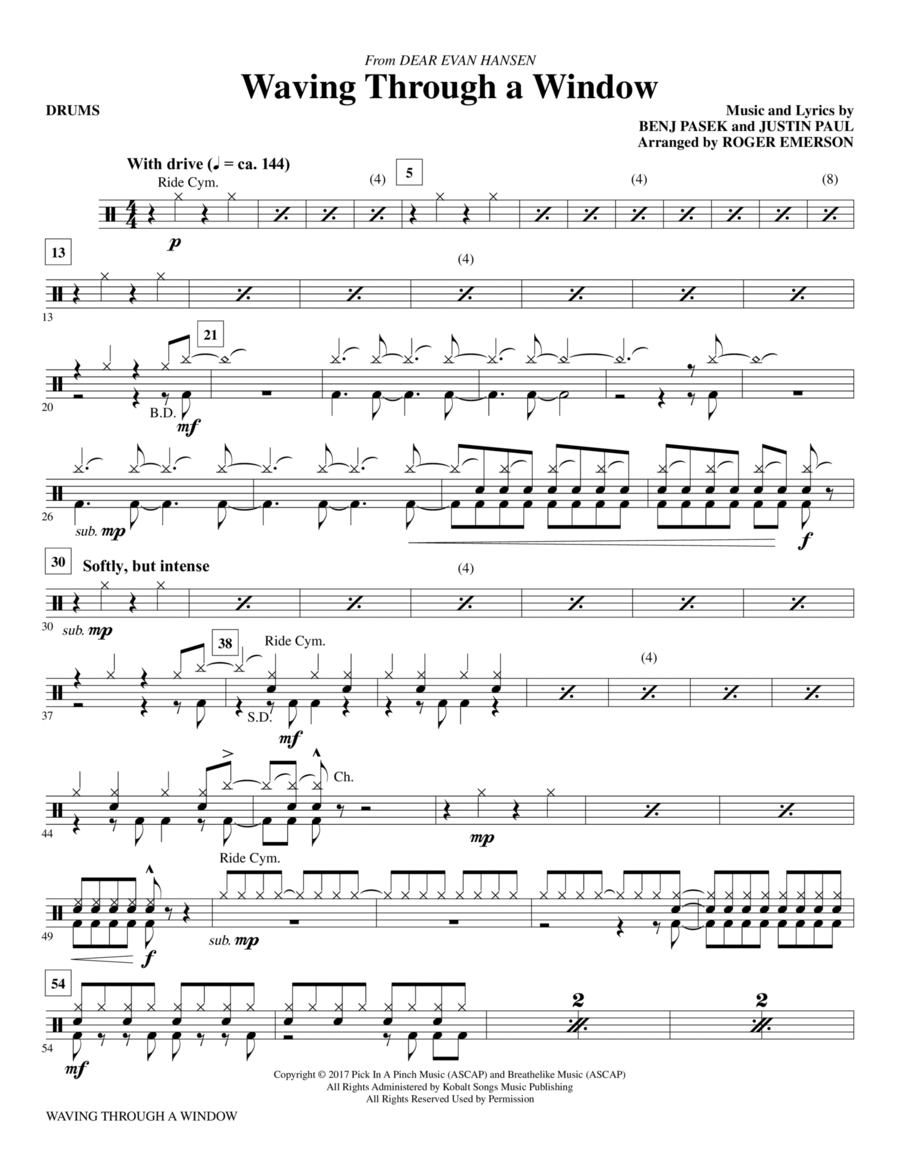 Waving Through a Window - Drums Choir scores gallery preview page 1