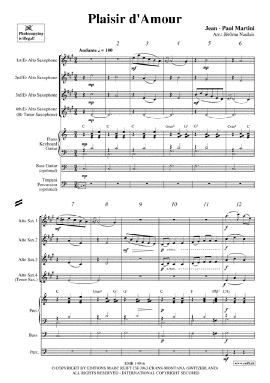 Plaisir d'Amour Alto Saxophone scores gallery preview page 3
