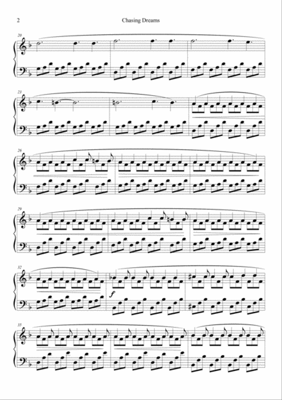 Chasing Dreams Piano Solo scores gallery preview page 2