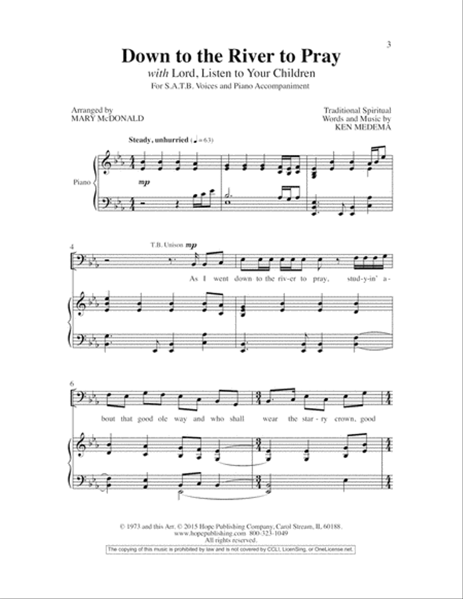 Down to the River to Pray with Lord, Listen to Your 4-Part scores gallery preview page 3