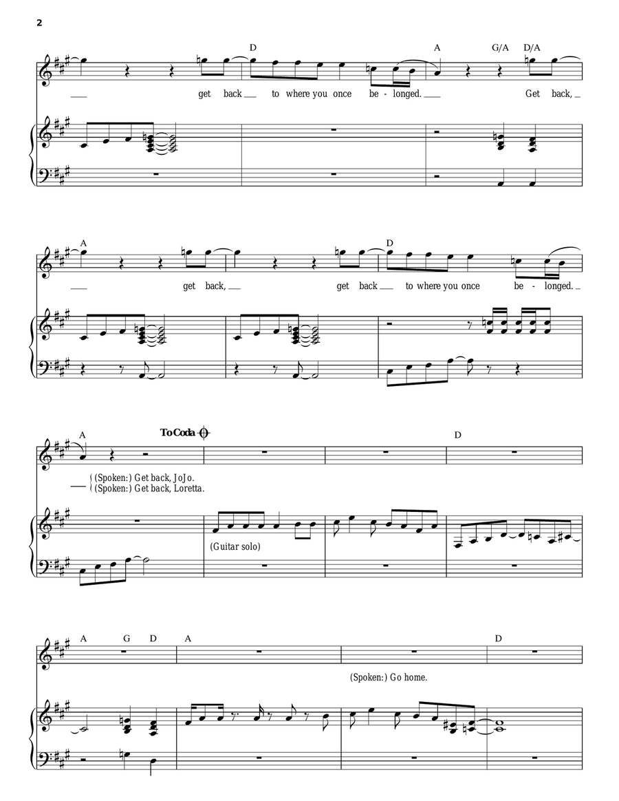 Get Back Piano, Vocal scores gallery preview page 2