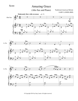AMAZING GRACE (Alto Sax Piano and Sax Part)