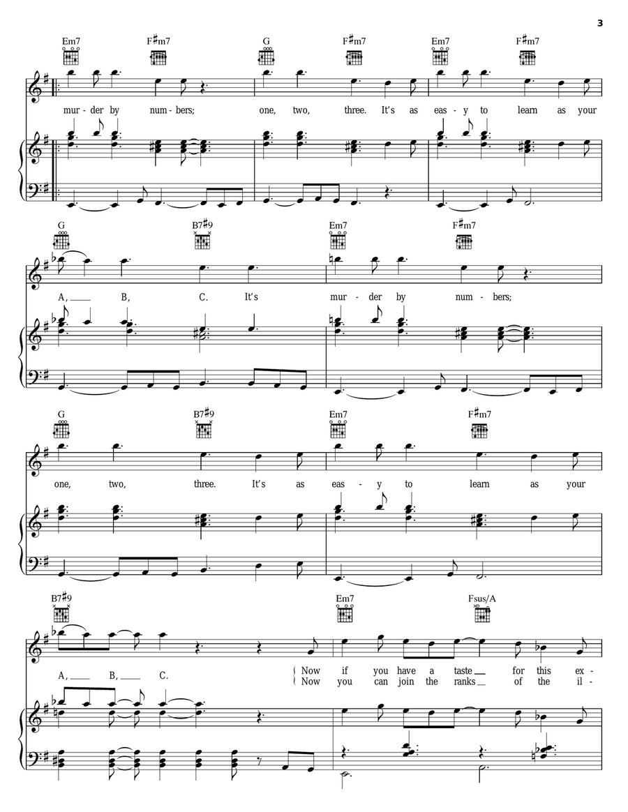 Murder By Numbers Piano, Vocal, Guitar scores gallery preview page 3