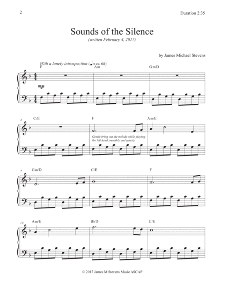 Sounds of the Silence (Reflective Piano) Piano Solo scores gallery preview page 2