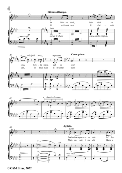 Liszt-Il m'aimait tant,S.271,in A falt Major,for Voice and Piano