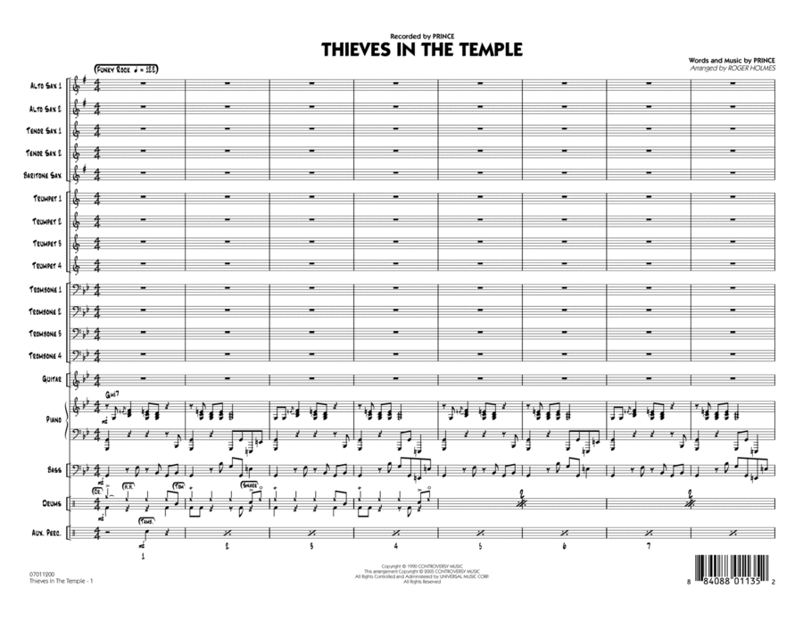 Thieves In The Temple - Conductor Score (Full Score)