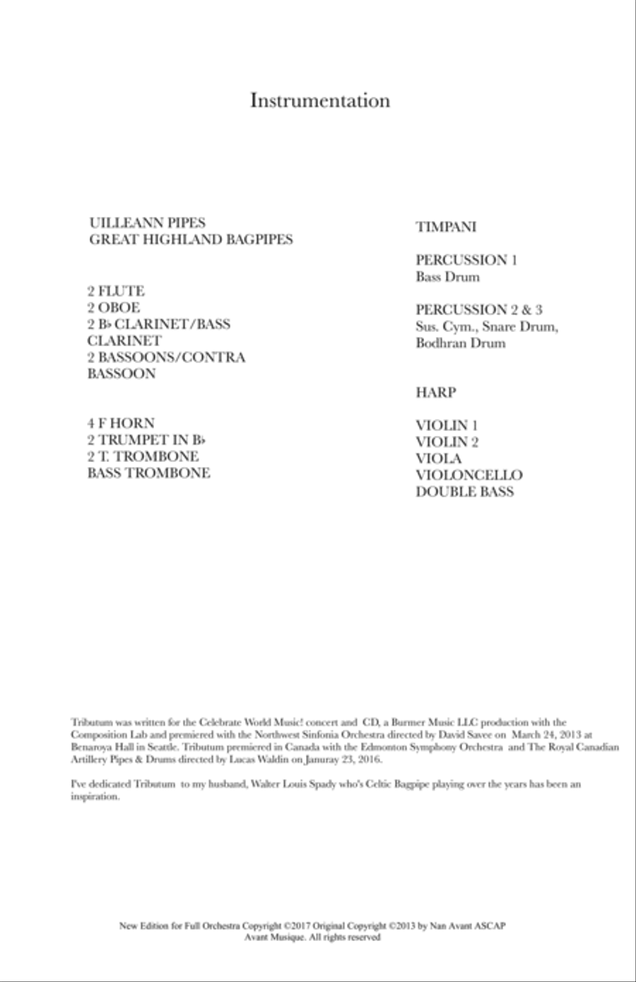 TRIBUTUM: FOR CELTIC BAGBPIPES AND FULL SYMPHONIC ORCHESTRA Full Orchestra scores gallery preview page 2