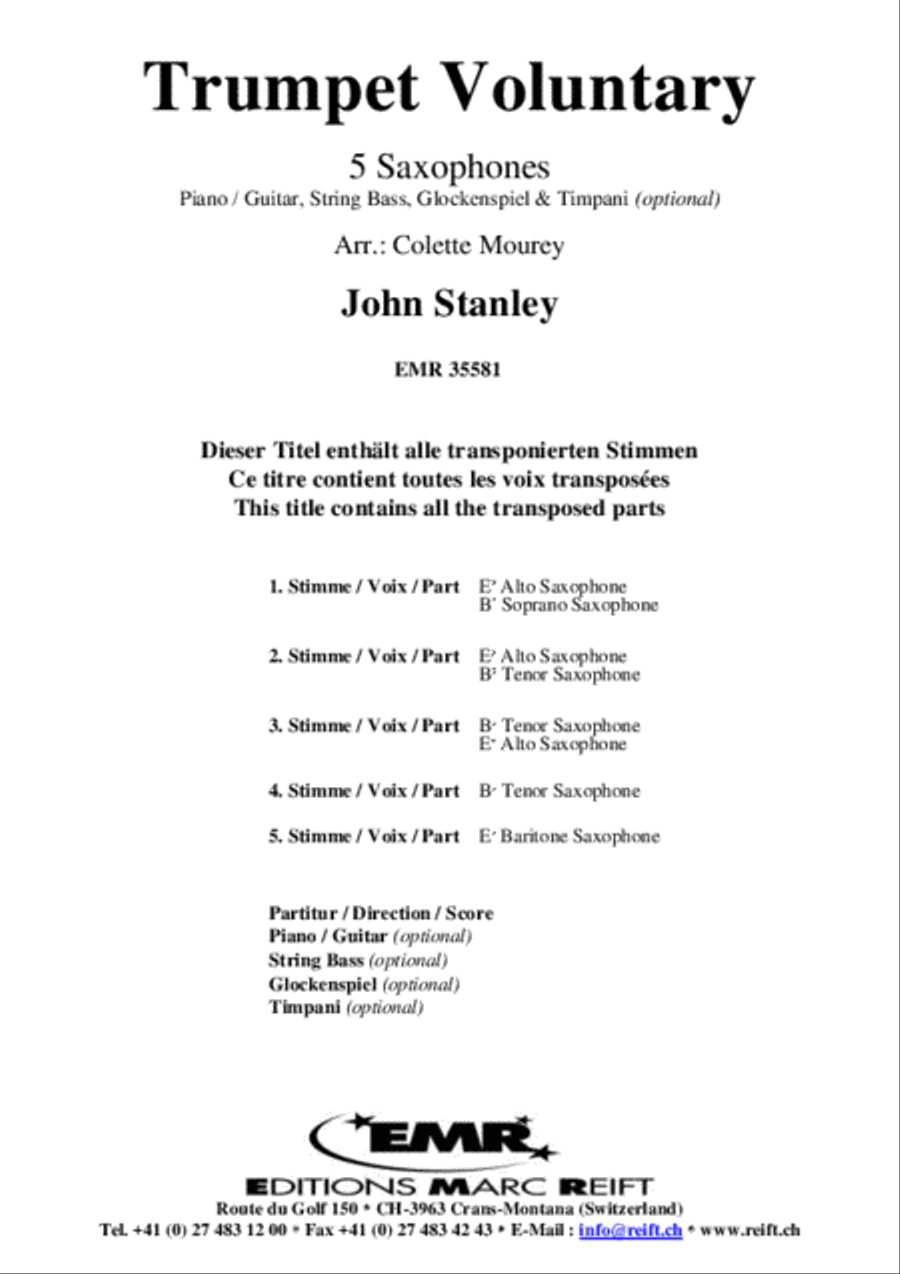 Trumpet Voluntary Saxophone Ensemble scores gallery preview page 2