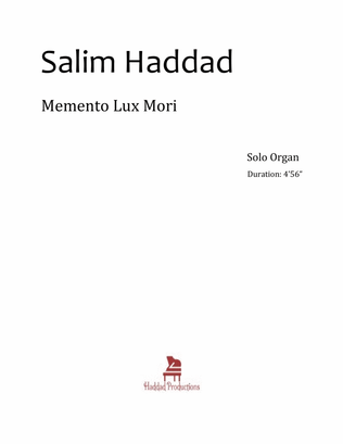 Memento Lux Mori (organ solo) Op. 3