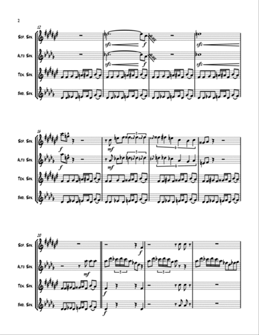 Peter Gunn Peter Gunn Saxophone Quartet scores gallery preview page 4