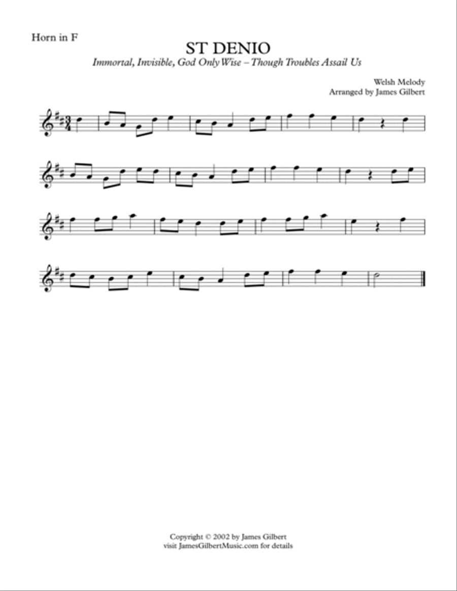 ST DENIO (Immortal Invisible God Only Wise) Small Ensemble scores gallery preview page 6