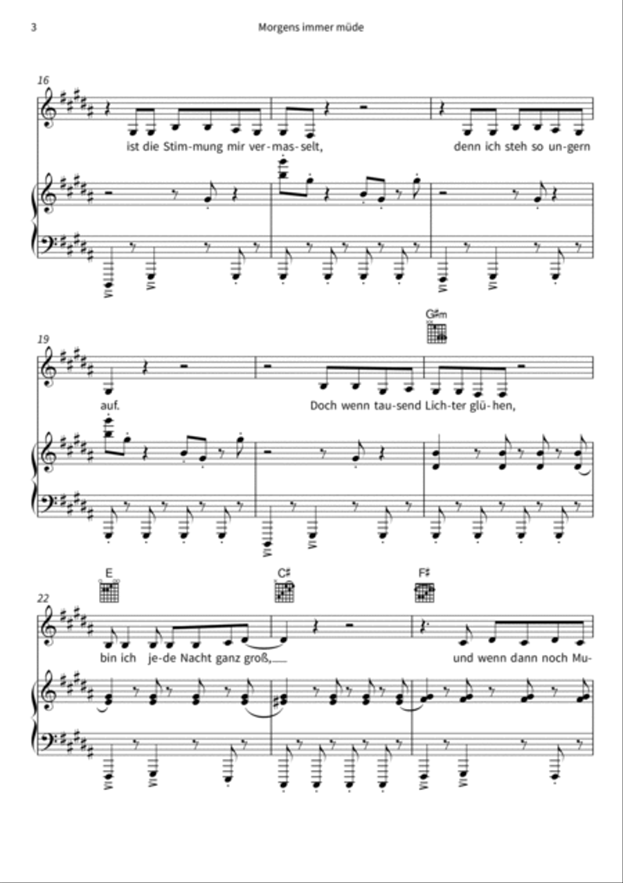 Morgens immer müde Piano, Vocal, Guitar scores gallery preview page 5