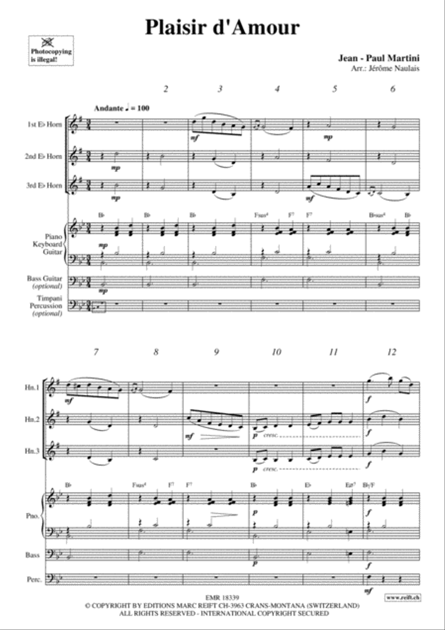 Plaisir d'Amour Horn scores gallery preview page 3