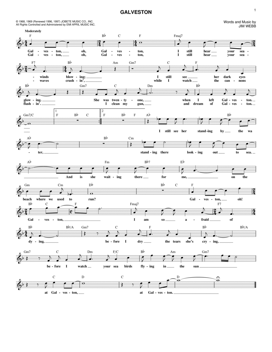 Galveston Galveston Electric Guitar scores gallery preview page 1