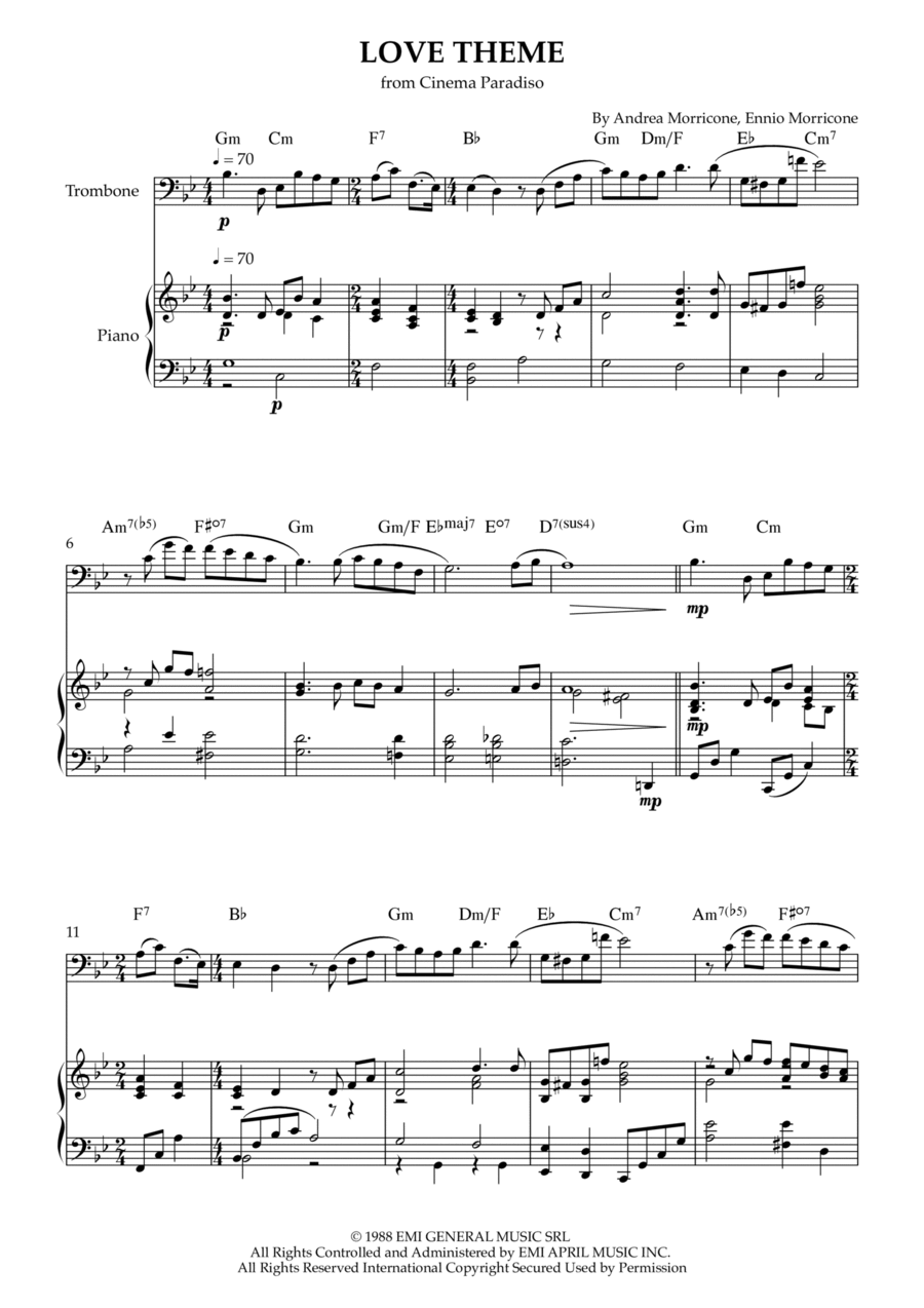 Love Theme (tema D'amore) Piano scores gallery preview page 1