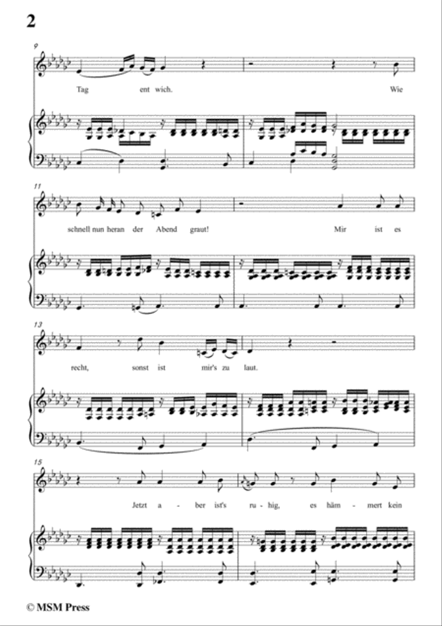 Schubert-Der Winterabend,in G flat Major,D.938,for Voice and Piano Voice Solo scores gallery preview page 4
