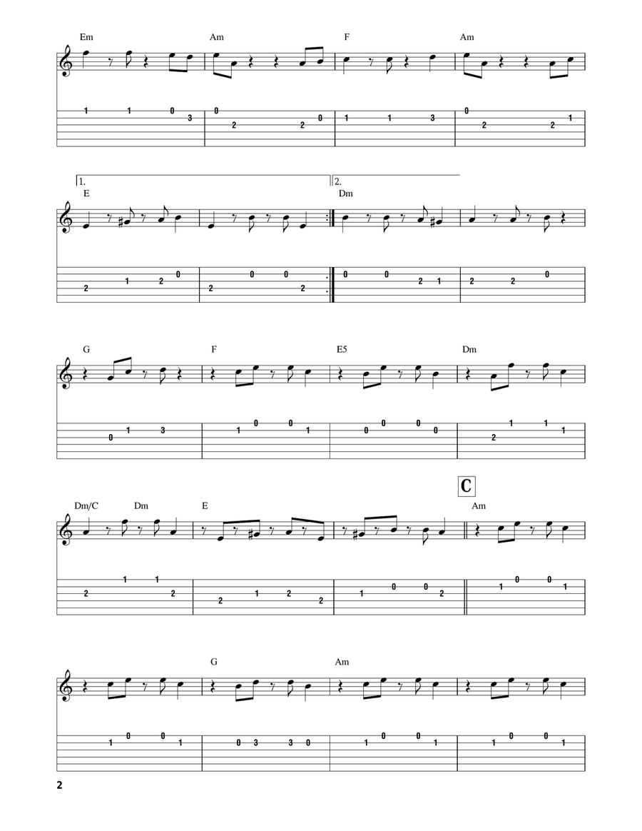 He's A Pirate (from Pirates Of The Caribbean: The Curse of the Black Pearl) Guitar Tablature scores gallery preview page 2