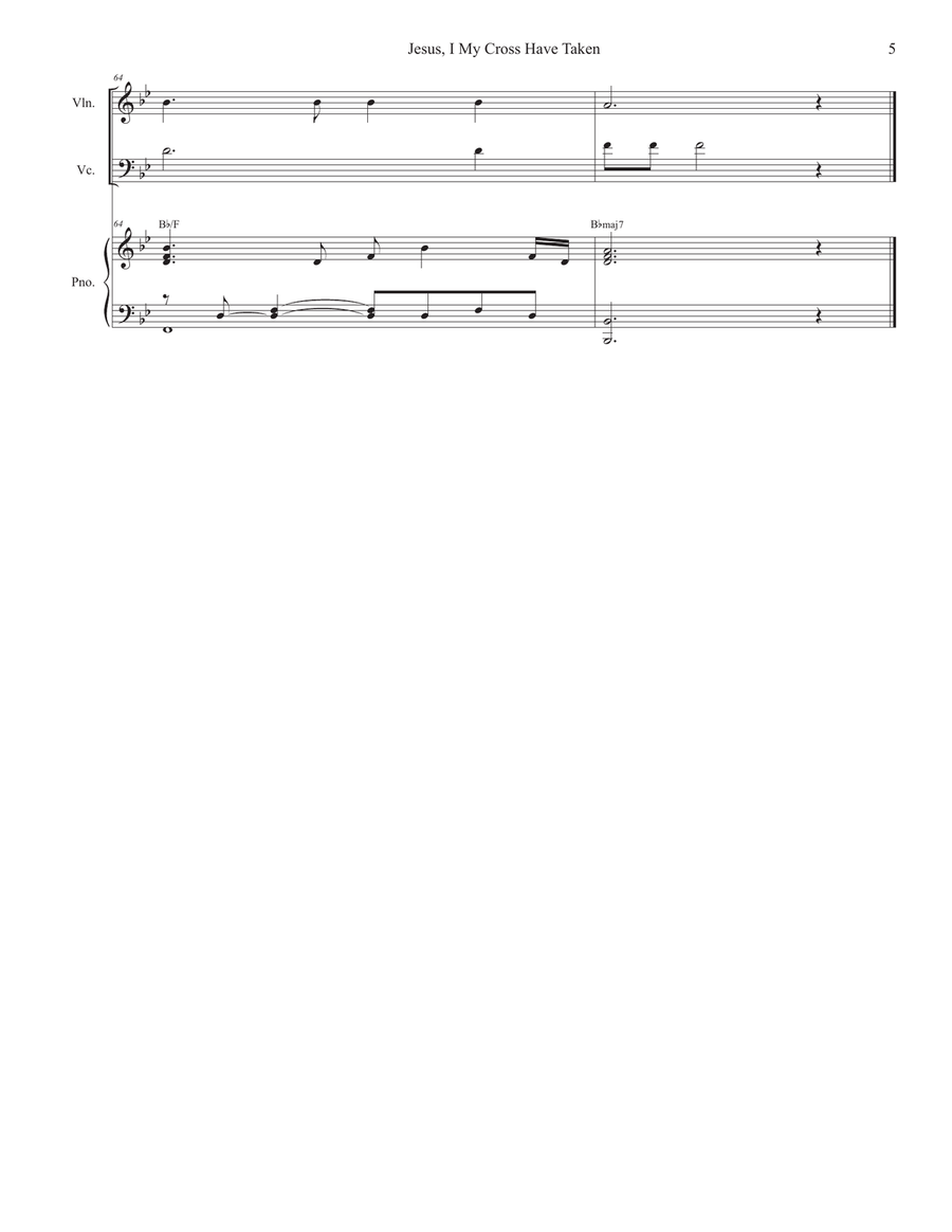 Jesus, I My Cross Have Taken (Duet for Violin and Cello) Piano Trio scores gallery preview page 6
