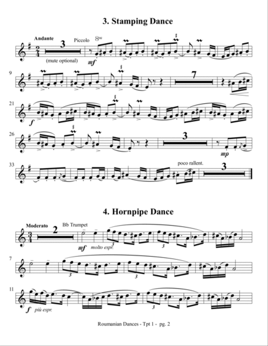 Roumanian Dances Brass Ensemble scores gallery preview page 3