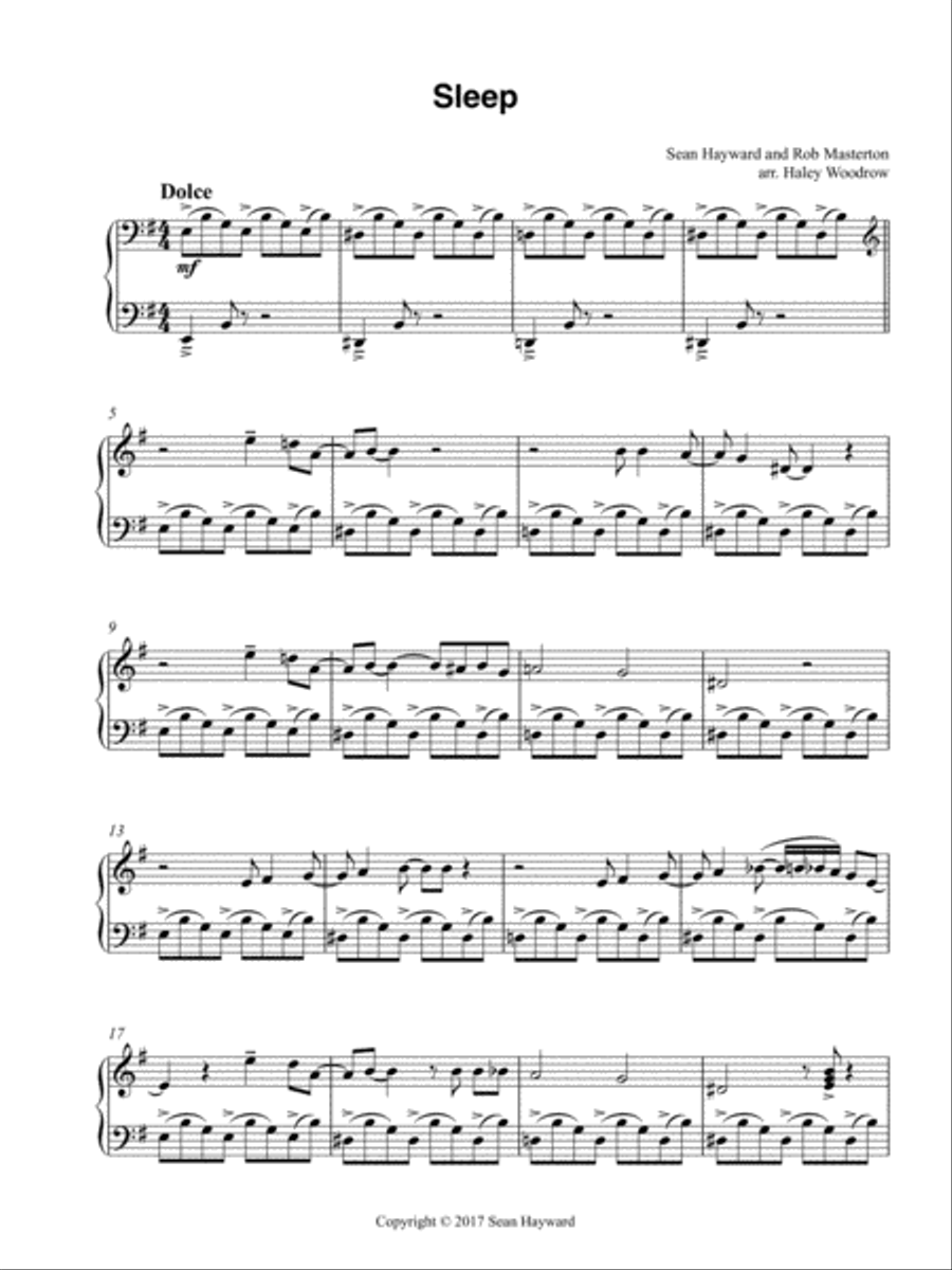 Sleep Piano Solo scores gallery preview page 1