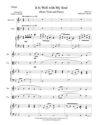 Book cover for IT IS WELL WITH MY SOUL (Trio - French Horn, Viola, Piano with Score and Parts)