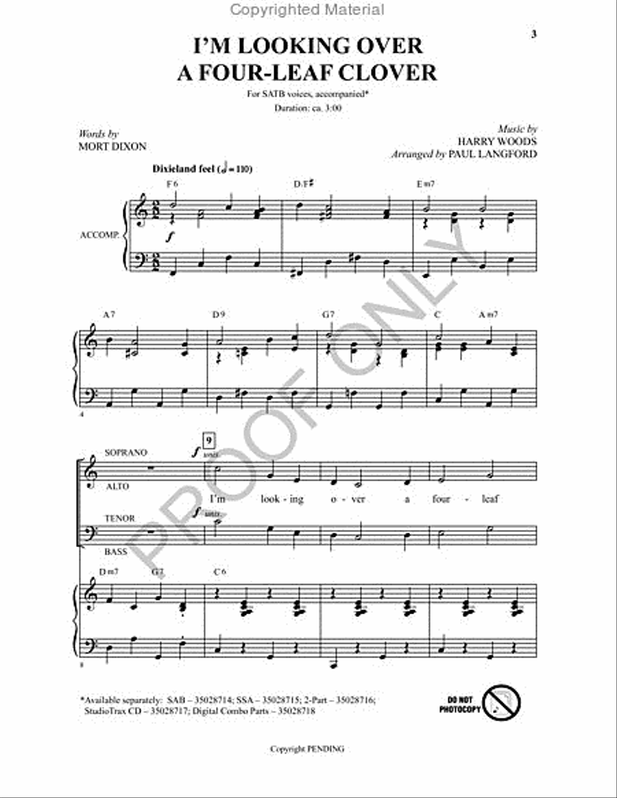 I'm Looking Over A Four-leaf Clover 4-Part scores gallery preview page 2