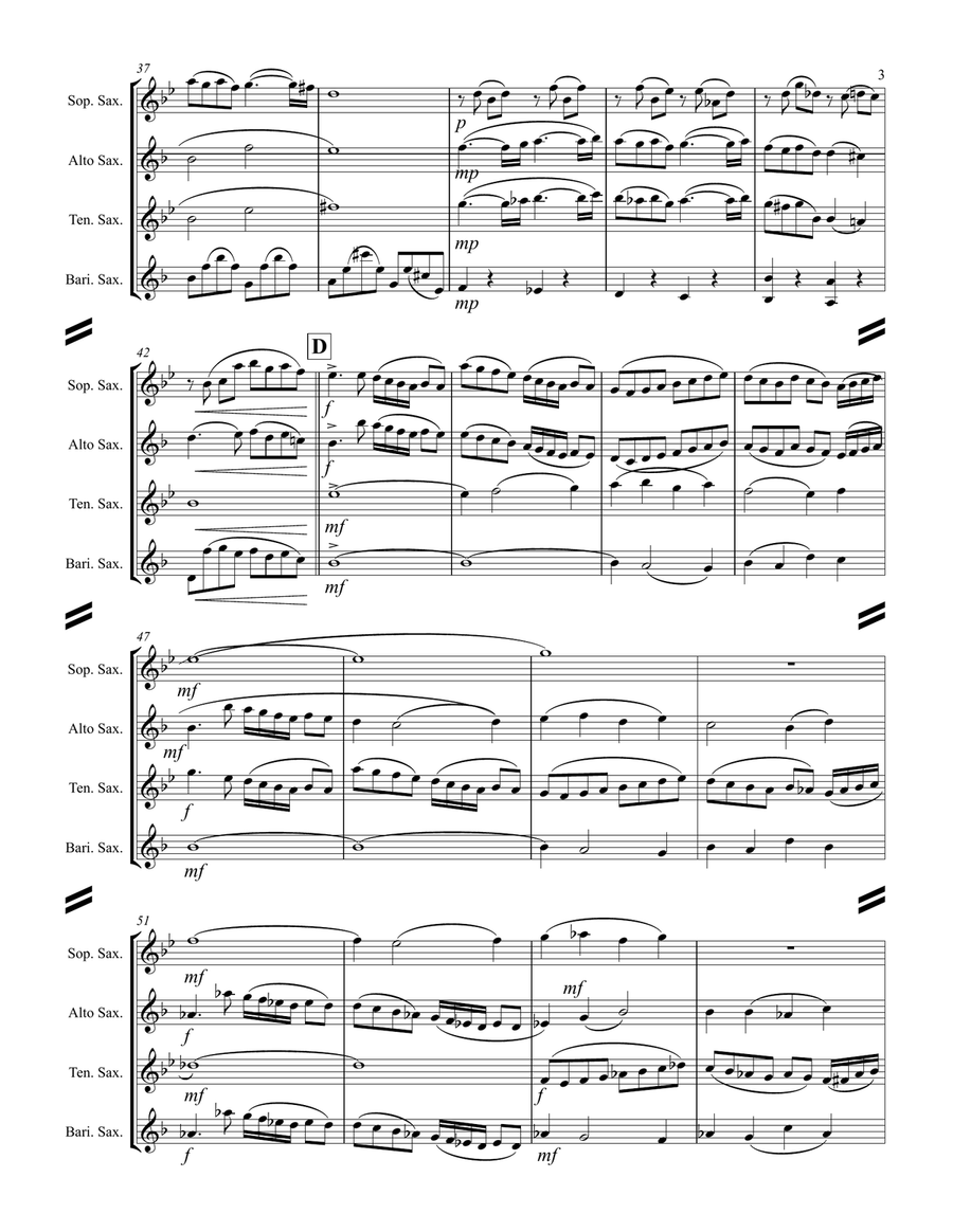 Faure - Pavane, Op. 50 (for Saxophone Quartet SATB) Saxophone Quartet scores gallery preview page 4