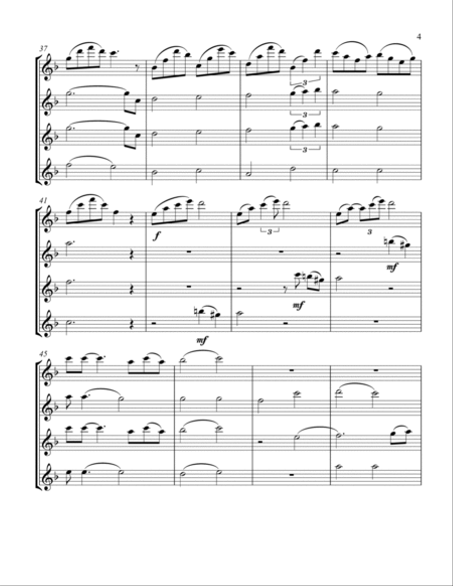 Can't Help Falling In Love Flute Quartet scores gallery preview page 5