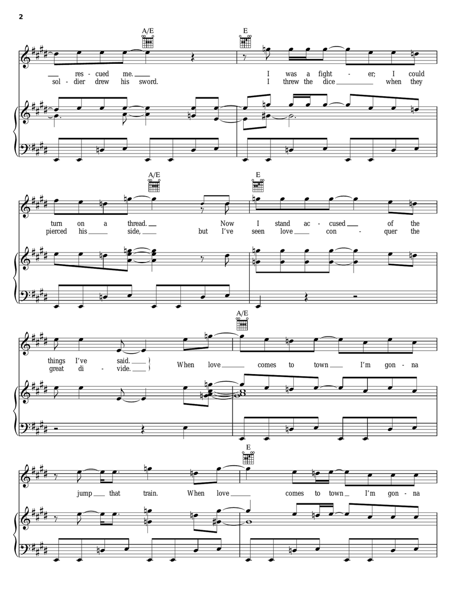 When Love Comes To Town Piano, Vocal, Guitar scores gallery preview page 2