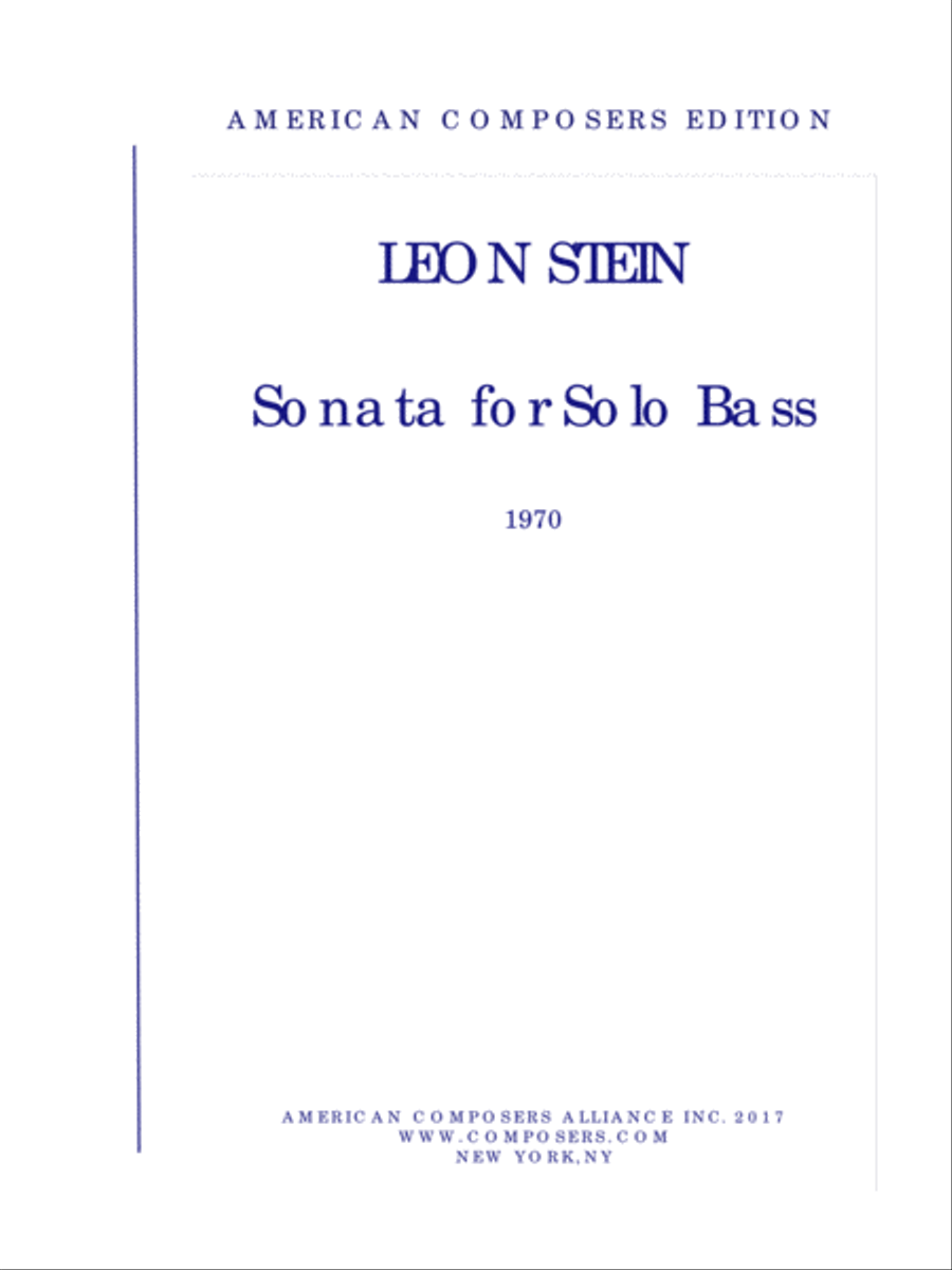 [Stein] Sonata for Solo Bass Double Bass scores gallery preview page 1