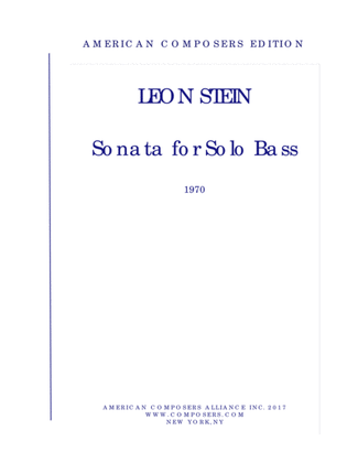 [Stein] Sonata for Solo Bass