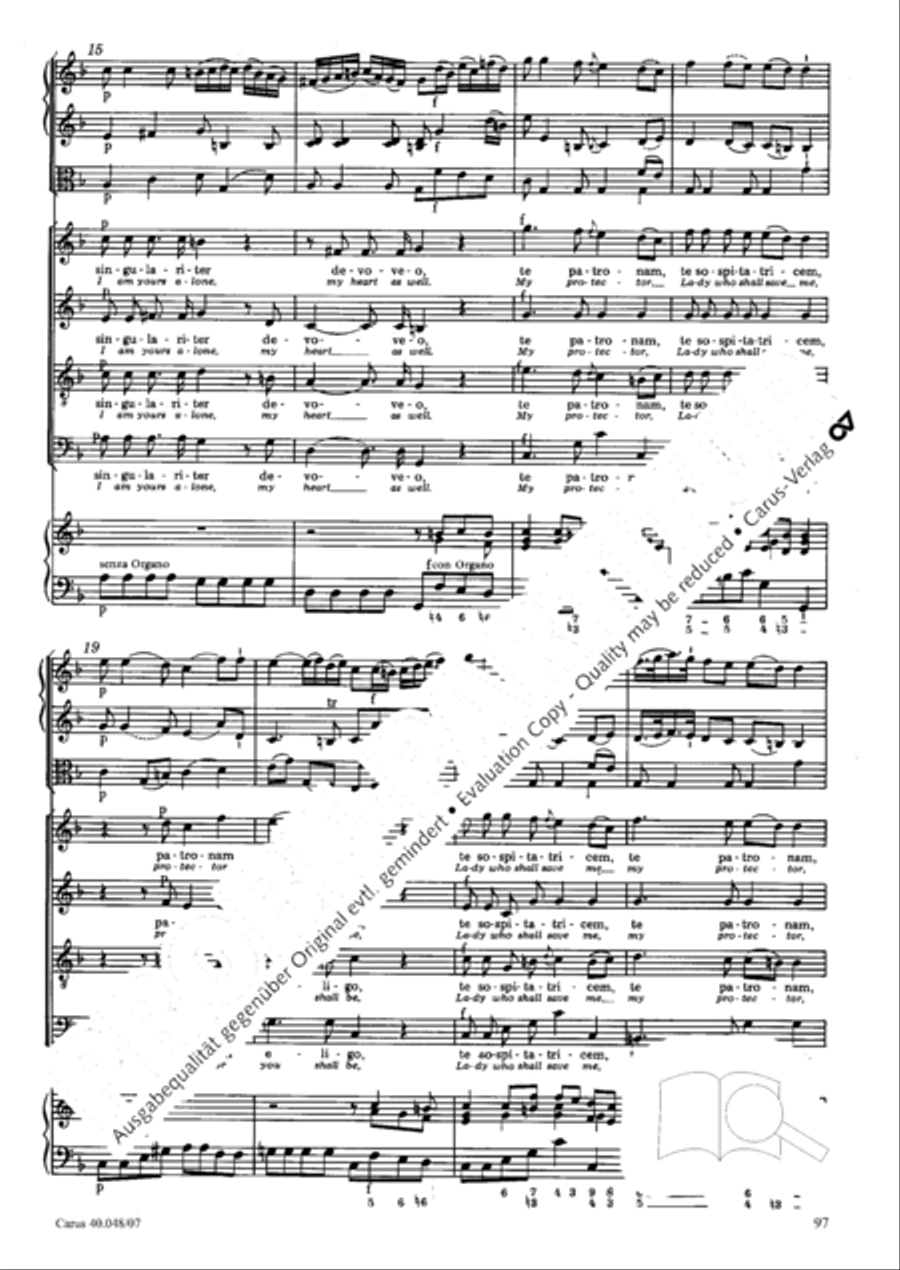 Regina coeli in B-Flat Major, K. 127 4-Part scores gallery preview page 98