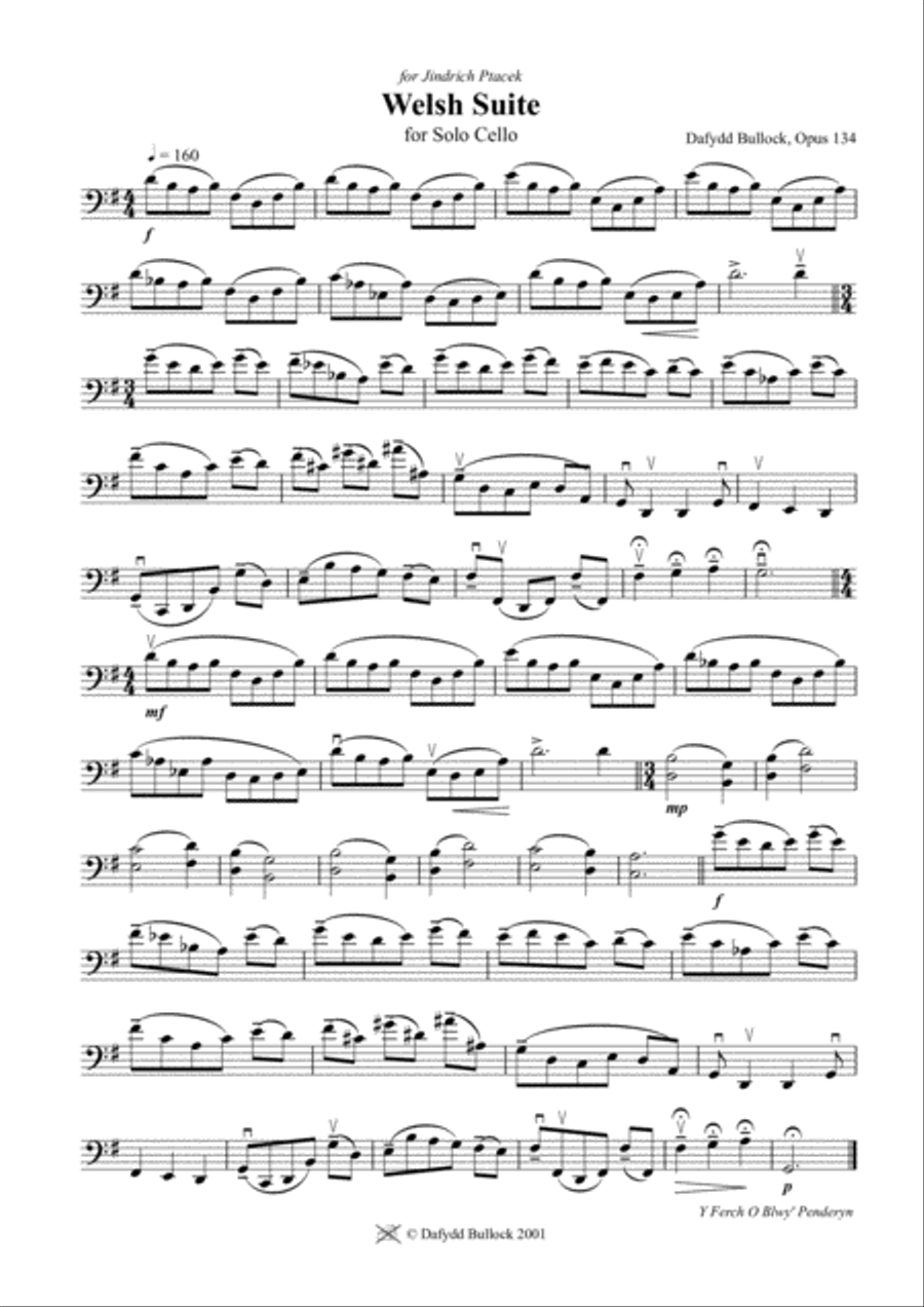 A Welsh Suite for Solo Cello Cello Solo scores gallery preview page 1