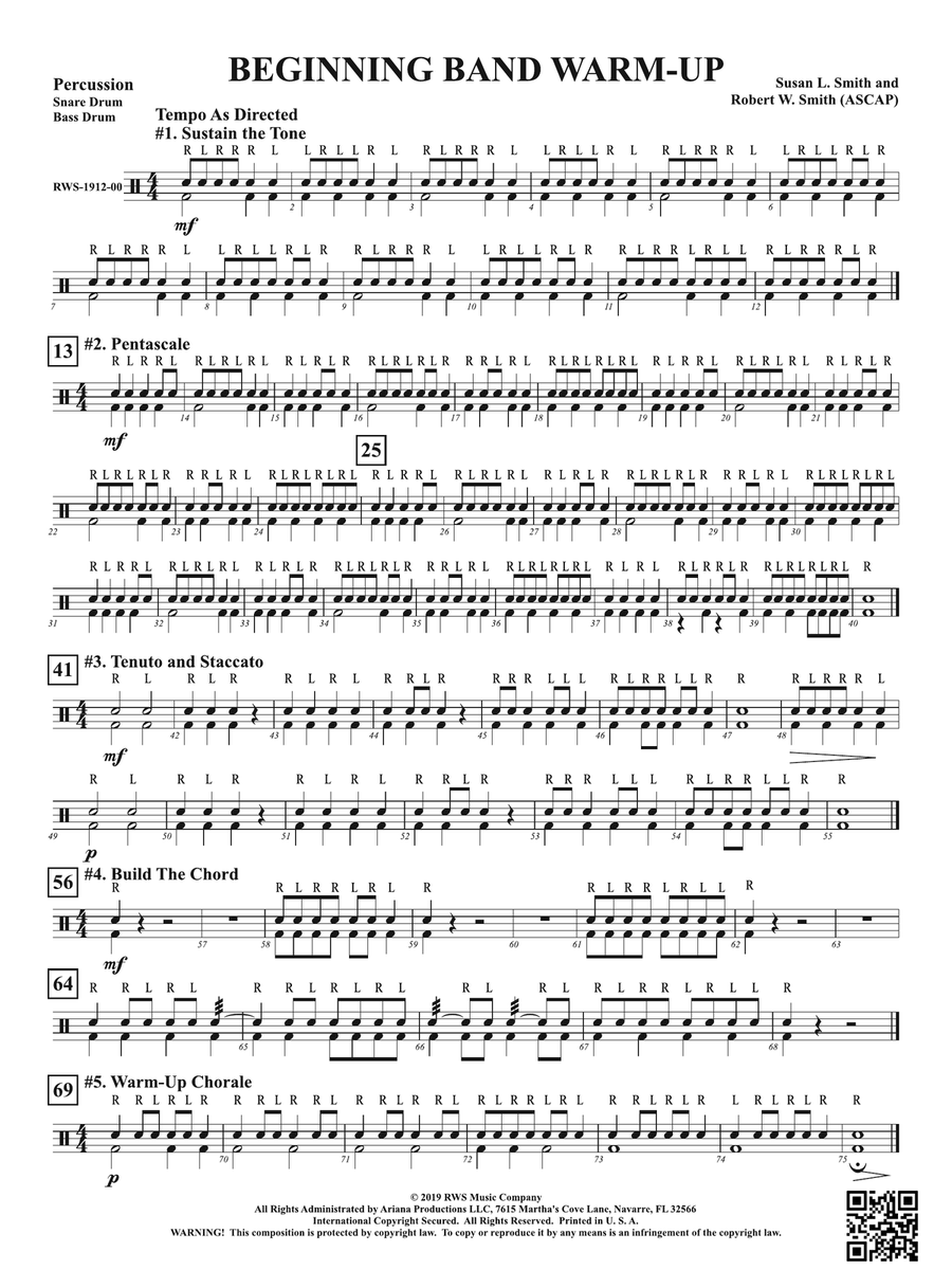 Beginning Band Warm-Up: 1st Percussion Concert Band scores gallery preview page 1