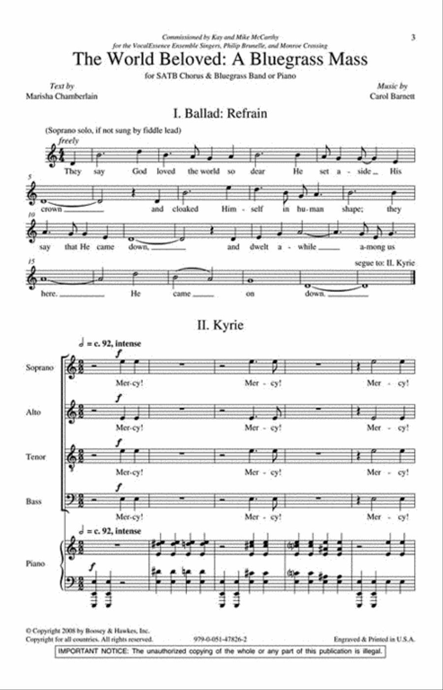 The World Beloved: A Bluegrass Mass 4-Part scores gallery preview page 3