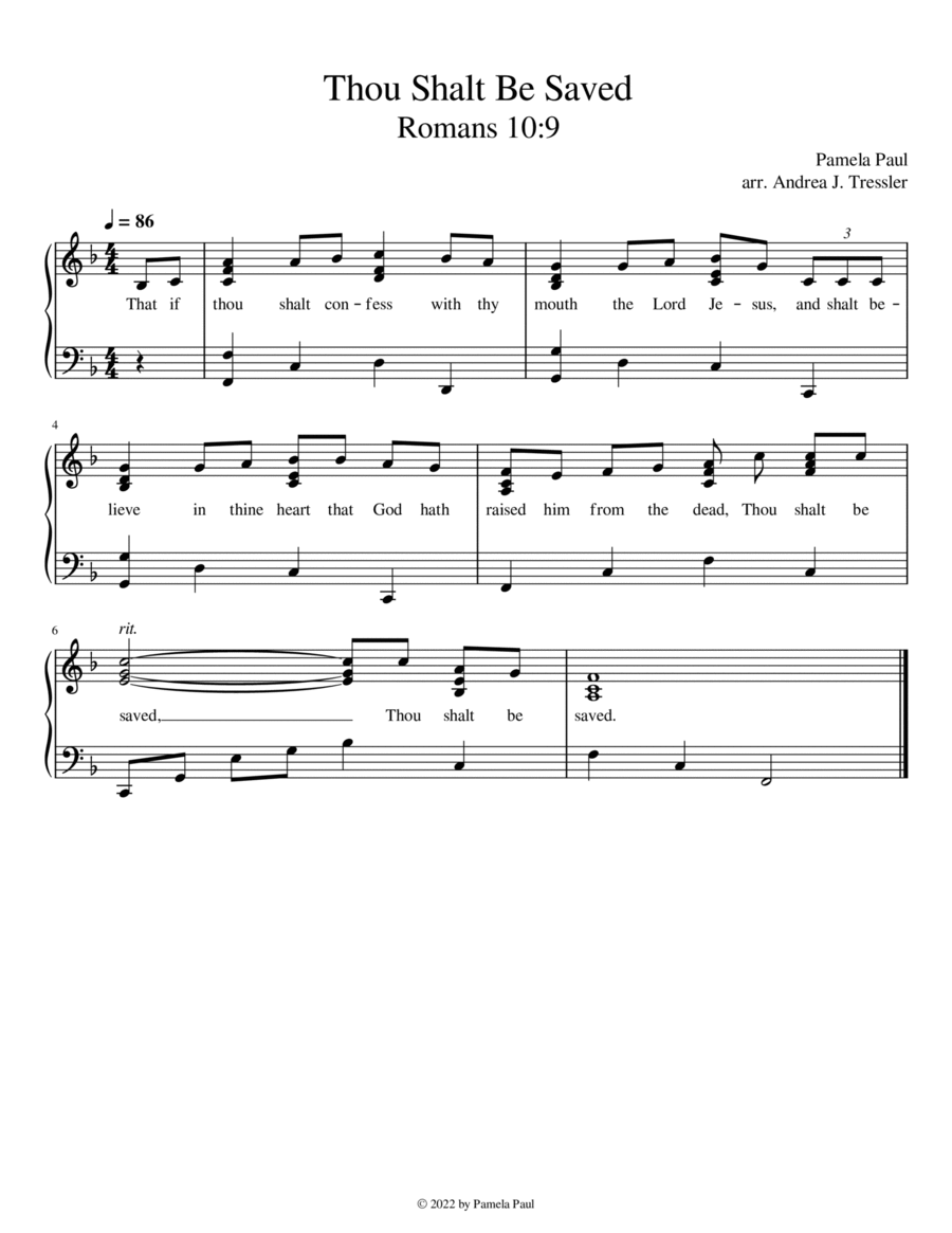 Thou Shalt Be Saved ( Romans 10:9) Voice scores gallery preview page 1