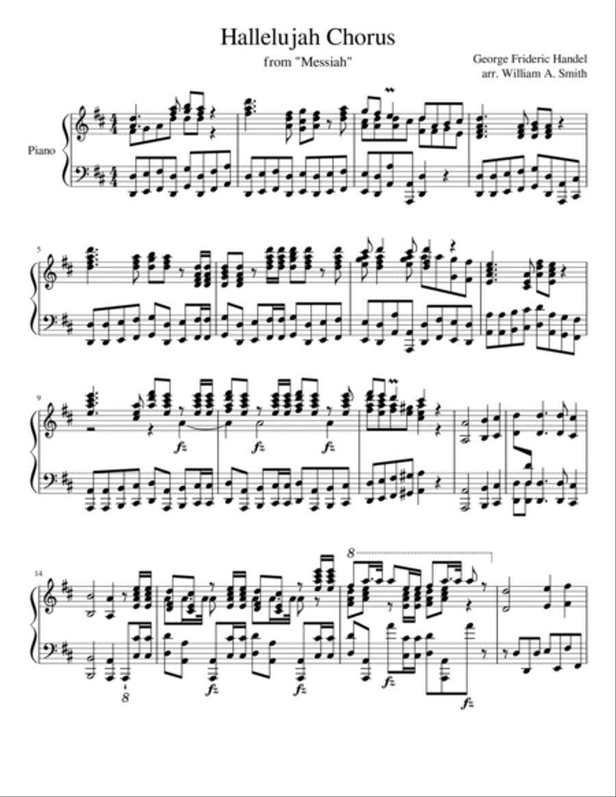 Hallelujah Chorus Piano Solo scores gallery preview page 1