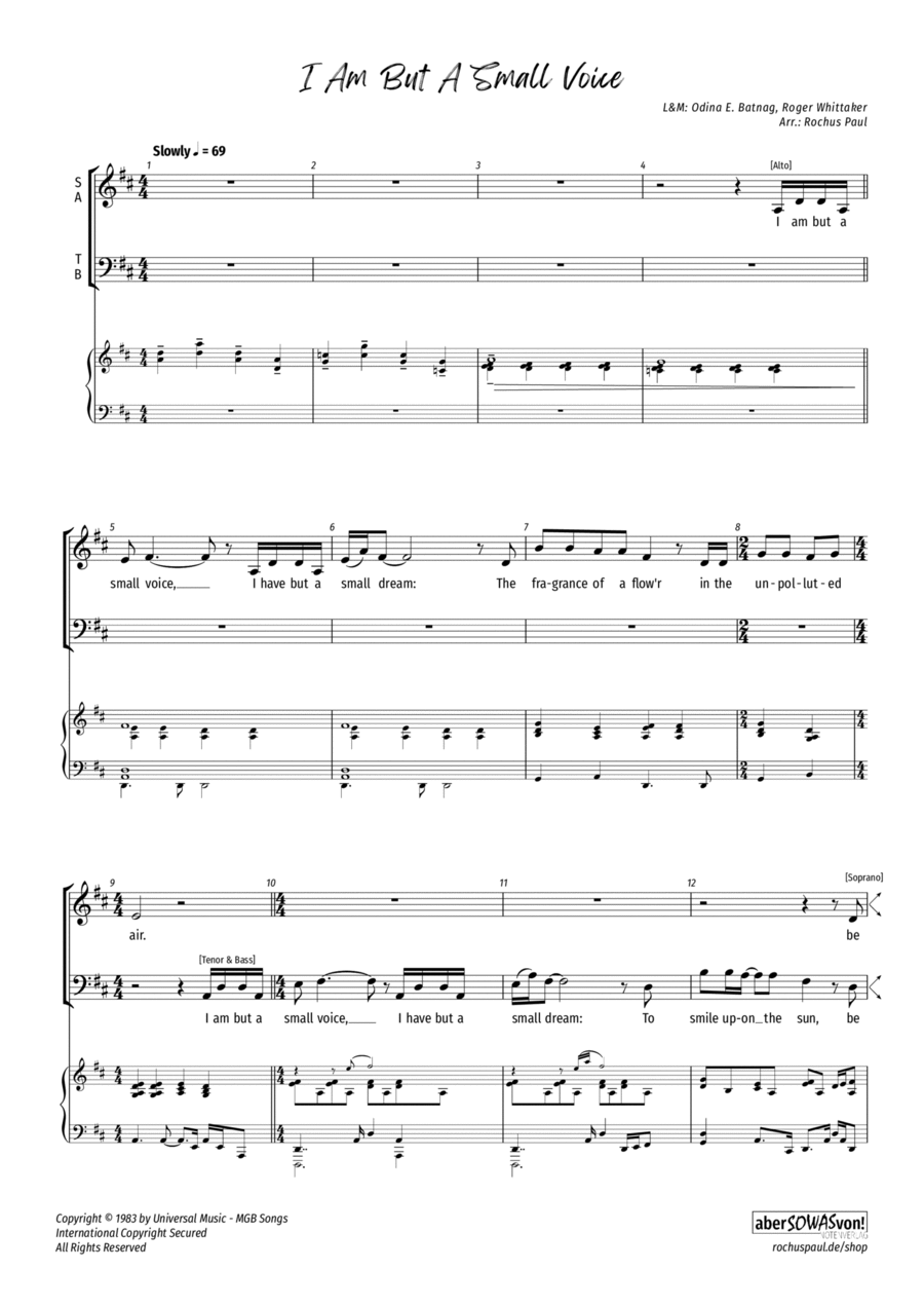 I Am But A Small Voice 4-Part scores gallery preview page 1