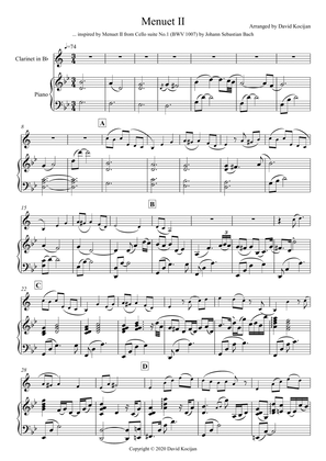 Menuet II - EASY (clarinet & piano)