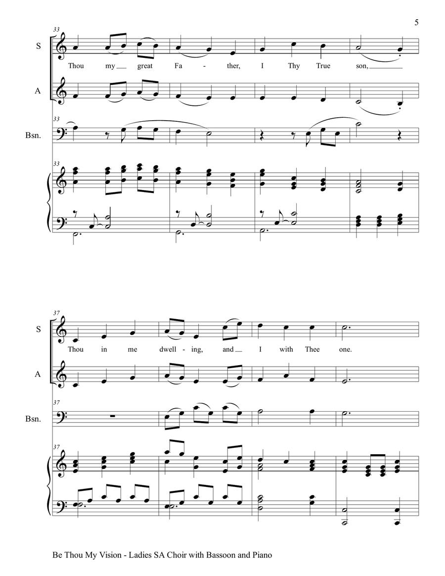 BE THOU MY VISION (Ladies SA Choir, Bassoon and Piano) SA scores gallery preview page 6