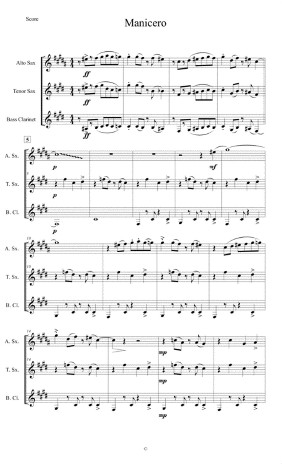 Manicero Manicero Woodwind Trio scores gallery preview page 1