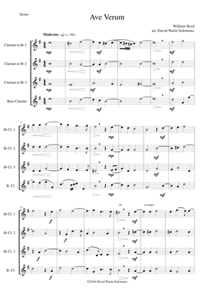 Ave Verum for 3 clarinets and bass clarinet