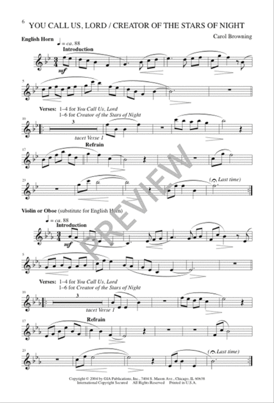 You Call Us, Lord / Creator of the Stars of Night Unison Choir scores gallery preview page 6