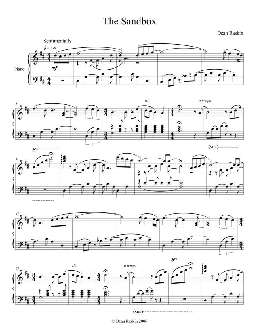 The Sandbox The Sandbox Piano Solo scores gallery preview page 1