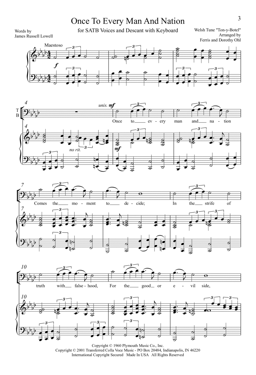 Once To Every Man And Nation 4-Part scores gallery preview page 1