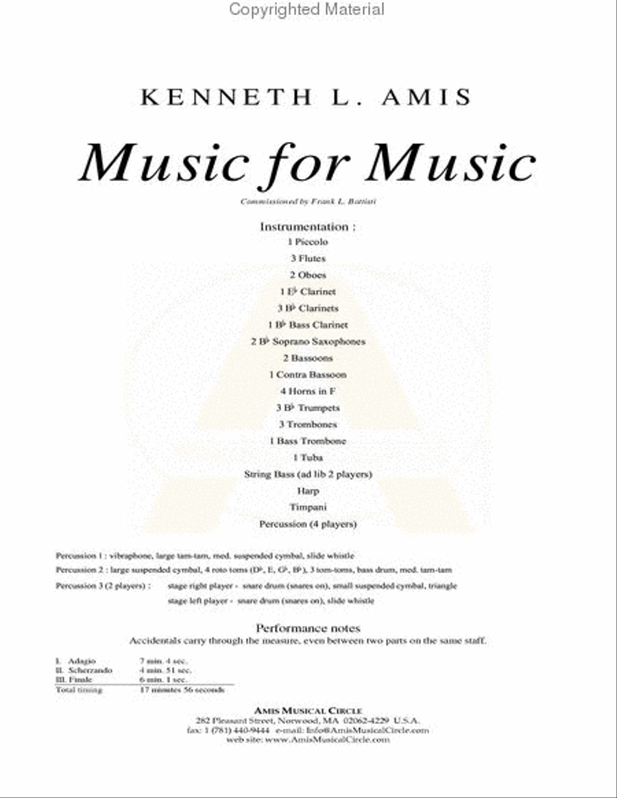 Music for Music - STUDY SCORE ONLY image number null