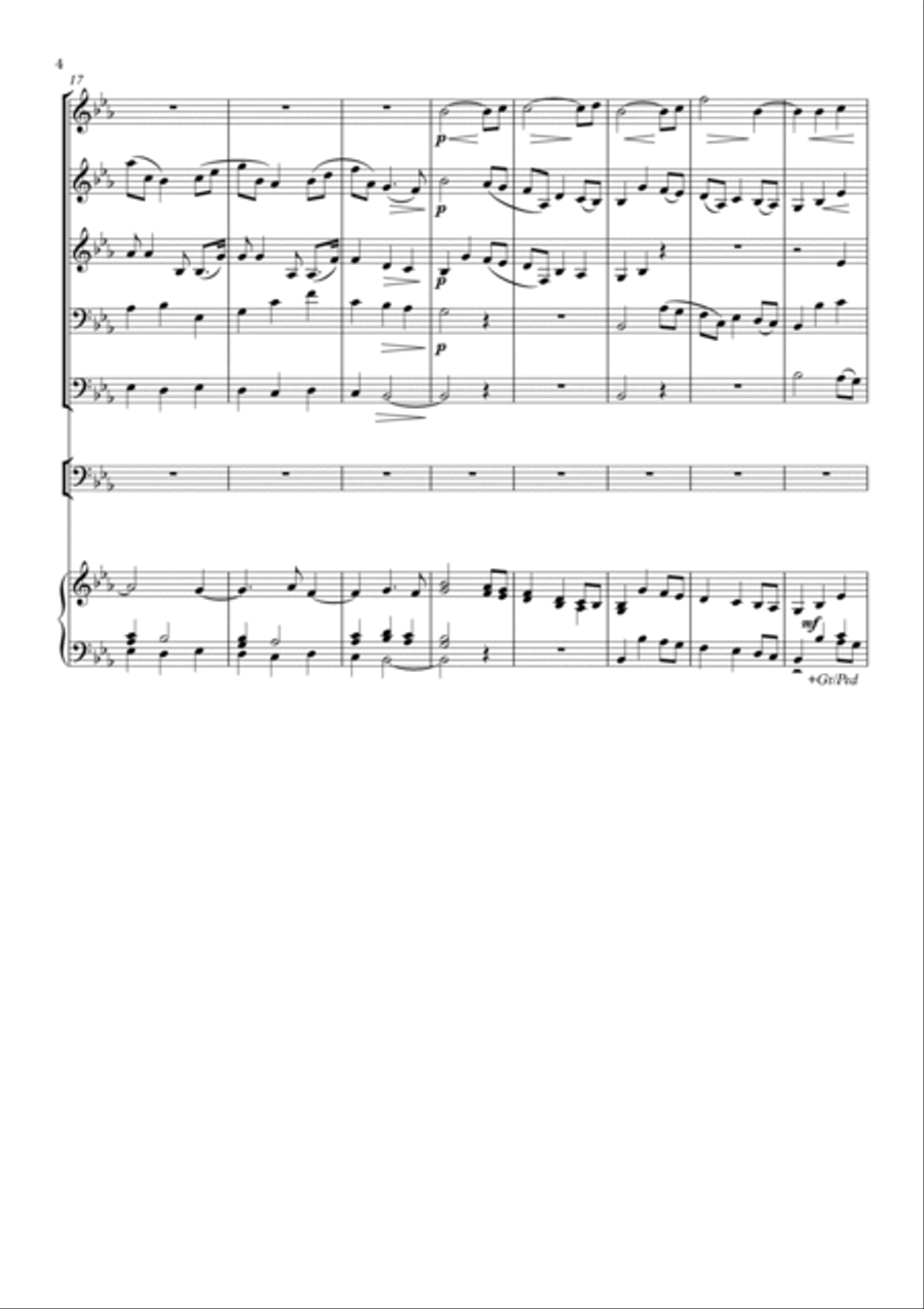 Nimrod, for Brass Quintet, Timpani and Organ Horn scores gallery preview page 4