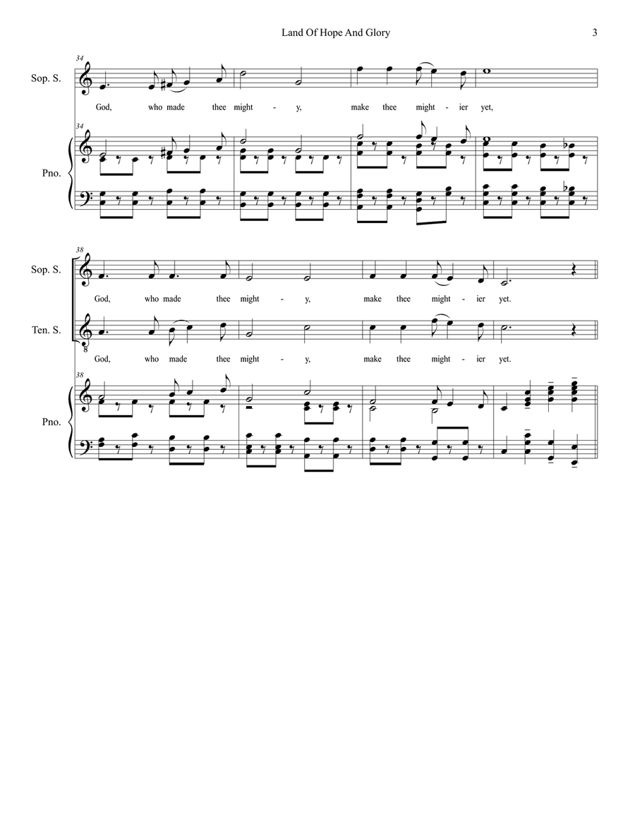 Land Of Hope And Glory (Solos and SATB) 4-Part scores gallery preview page 3