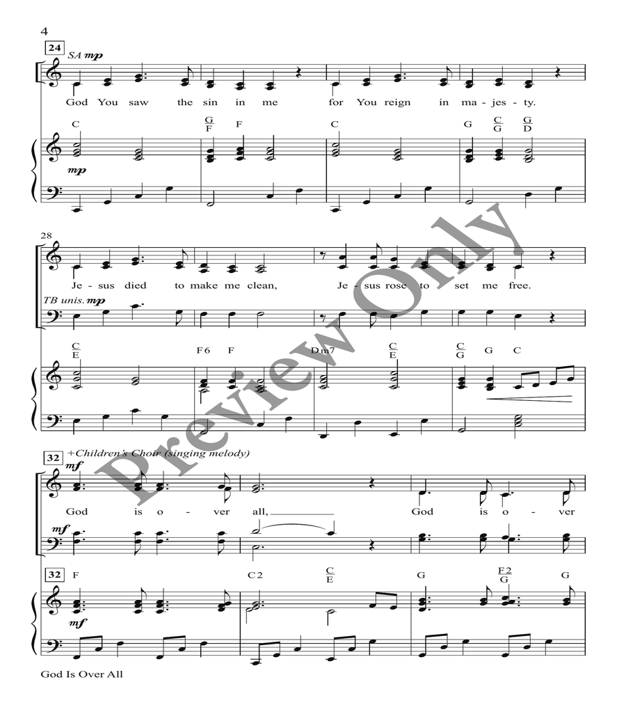 God Is Over All 4-Part scores gallery preview page 3